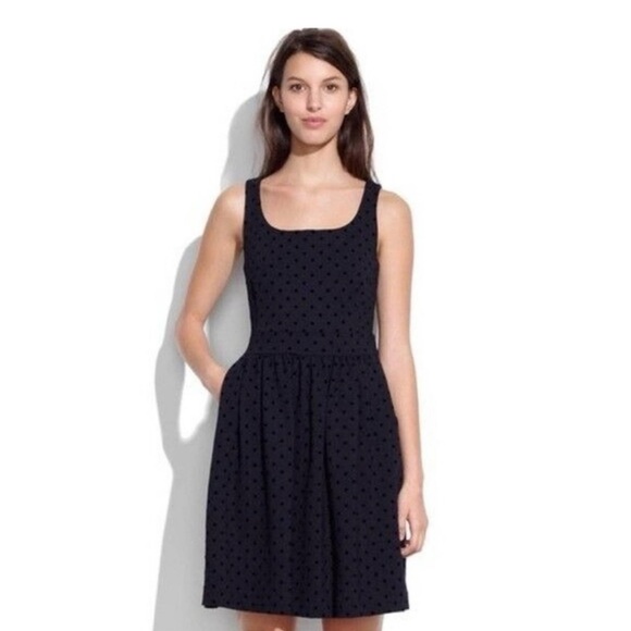 Madewell Black‎ Polka Dot Fit & Flare Dress - Picture 1 of 7